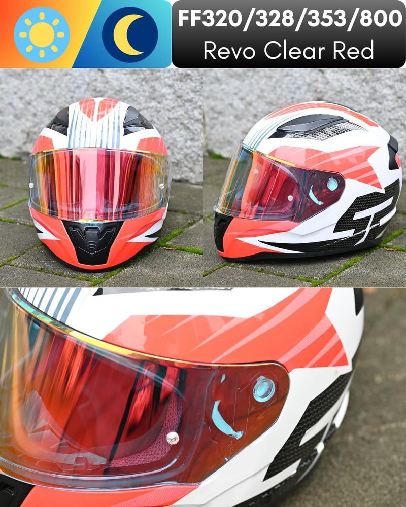 Logto Compatible with LS2 FF353/320/328/800 Helmets Visor Tint Replacement Motorcycle Helmet Face Shield (Revo Clear Red) - Image 5